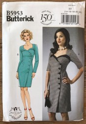 5953 BUTTERICK EZ FIT WRAP SIDE BUTTON SS-LS GODET  DRESS PATTERN 6-14